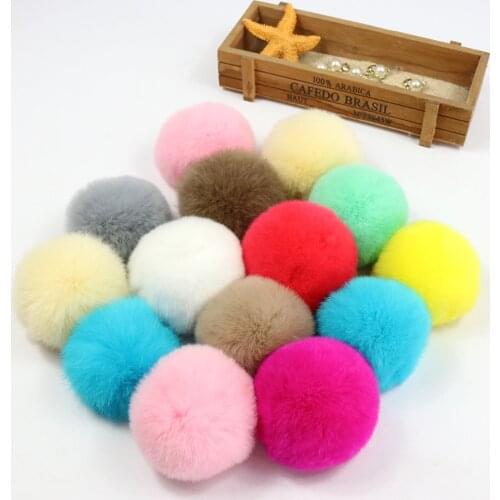 25pcs/lot 6cm Natural Real Rabbit Fur Ball Pom Poms Fluffy Fur Pompom DIY For Women Kids Winter Hat