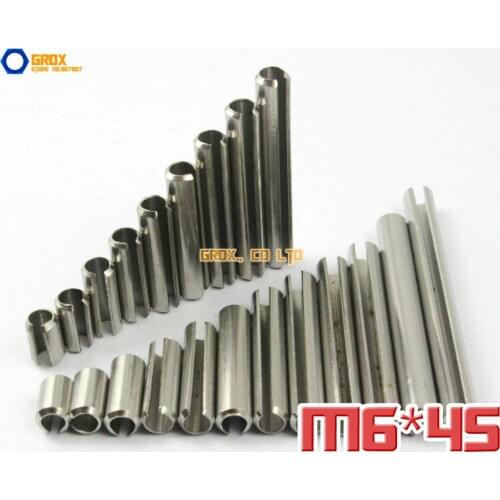 25 Pieces M6 x 45mm 304 Stainless Steel Slotted Spring Tension Pin Sellock Roll Pin