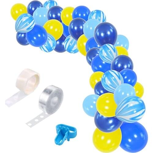 73Pcs/lot Navy Blue Agate Yellow Balloons Garland Yellow Blue Latex Balloons Arch for Baby Shower Birthday Party Decor Supplies