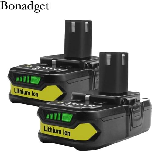 Bonadget 18V 3000mAh P107 Battery Replacement For Ryobi P104 P105 P102 P103 P107 Cordless Li-ion Battery Chargeable Tool Battery