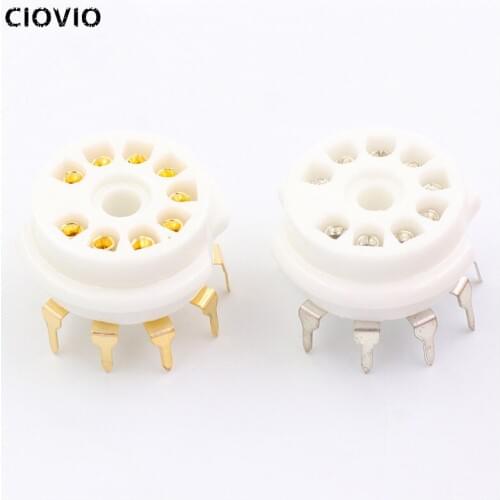 CIOVIO 20PCS ECC83 6DJ8 EL84 6922 12AX7 Gold-Plated 9Pin Ceramic B9A Tube Socket PCB Mount Audio DIY HIFI Amplifier