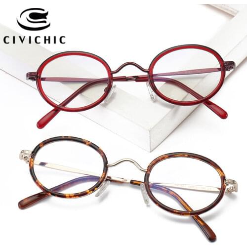 CIVICHIC High Quality TR90 Flat Glasses Female Retro Oval Goggles Metal Legs Fashion Plain Eyewear Leopard Optical Oculos E289