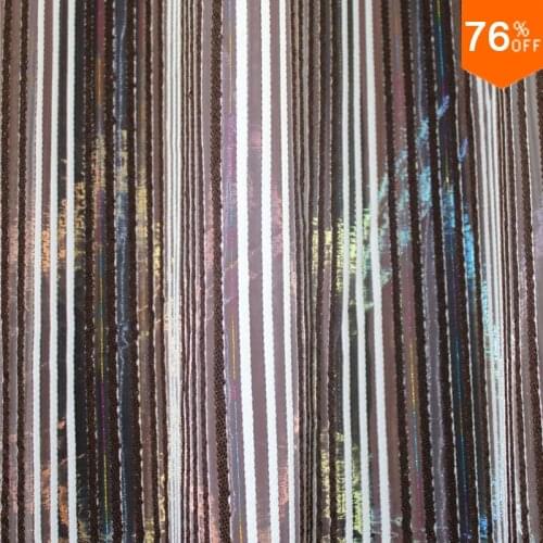 Brown and White string diagram fuzz embroidery on the colorful rainbow voile background parallel Gantt chart White and coffee on