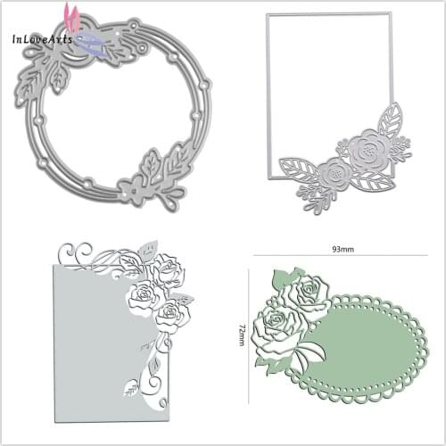 InLoveArts Craft Rose Flower Frame Metal Cutting Dies Cut Mold Background Scrapbook Paper Craft Knife Mould Blade Punch Stencils