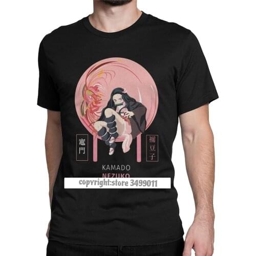 Nezuko T-Shirt Men Demon Slayer Kimetsu No Yaiba Kamado Tanjirou Anime Manga Cotton Tees Fitness T Shirts Camisas