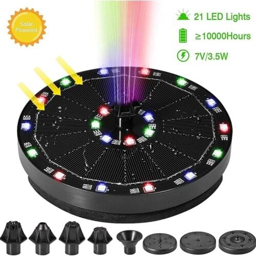 Hot Solar Fountain Pump 3.5W Circle Garden Floating LED Water Pumps with 8 Nozzles for Outdoor Birdbath Ponds Pool Fish Tank
