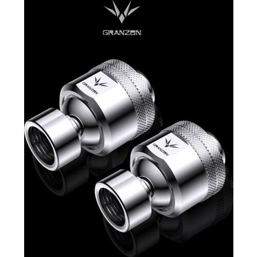 Granzon 2pcs/lot 360 Degree Freely Rotary Fitting G1/4 Computer Water Cooling Change Direction Connector Black Silver / GD-X