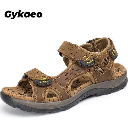 Мужские кожаные сандали Gykaeo China At AliExpress