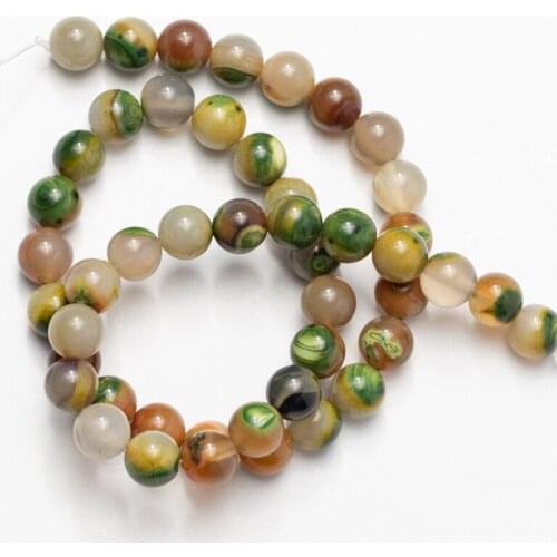 Wholesale Natural Stone Green Fire Agates Beads 6mm 8mm 10mm Round Loose Beads for Jewelry Making DIY Bracelet Necklace
