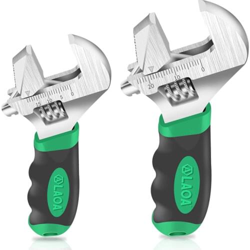 LAOA Short Handle Adjustable Wrench 6/8inch Enlarge Open Monkey Wrench Multifunction Universal Bathroom Pipe Car Spanner