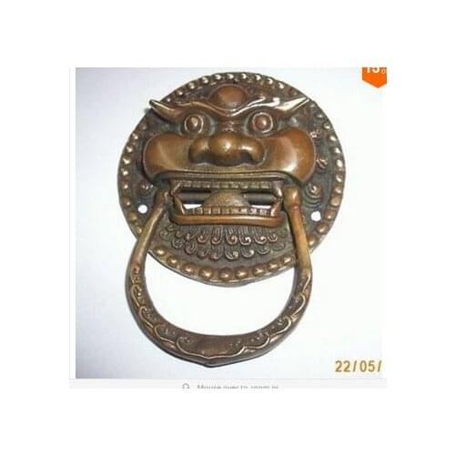 Collecting OLD copper decoration brass Elaborate Chinese Copper Foo Dog Foo Lion Door Knocker