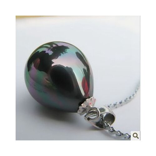 100% Brand New High Quality Fashion Picture>>Beautiful high lustre black peacock 14 mm southsea shell pearl pendant
