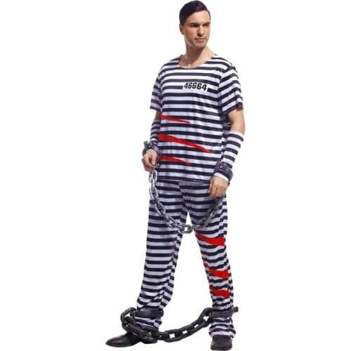 Men Halloween prisoner Costumes criminal Cosplay Festival parade Masquerade masked ball stage show Rave party Nightclub dress