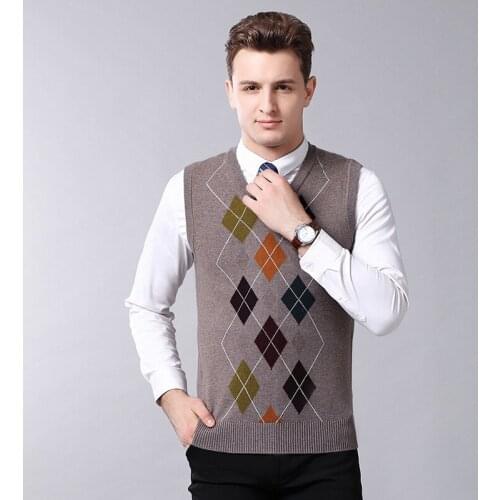 Men Sleeveless Sweaters And Pullovers Knitted Vest Autumn Winter V-neck Wool Mens Jumper Sweater Vest Men Clothing