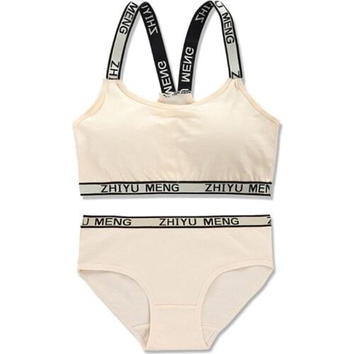 Teen Girl Underwear Soft Cotton Bra Set for Young Girls for Yoga Sports Running BX0D