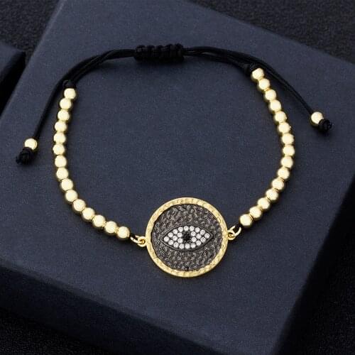 New Fashion Evil Eye Copper Beads Charm Bracelet Braided Adjustable Cubic Zirconia Women Jewelry Accessories For Friend Couple