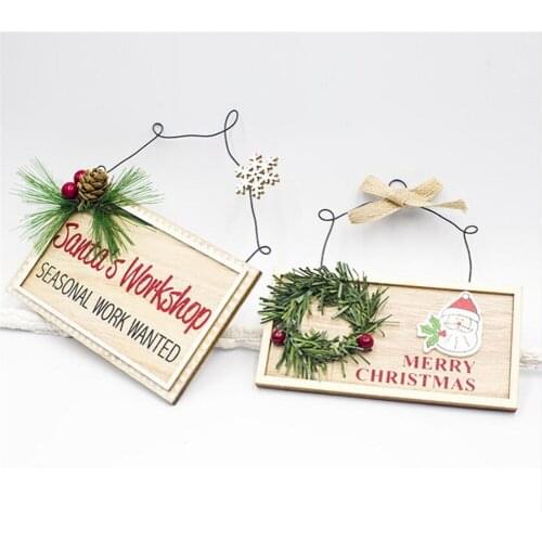 New 50pcs/lot New Year Wooden Door Hanging Sign Christmas Tree Ornament Christmas Decoration for Home Wooden Pendant Navidad