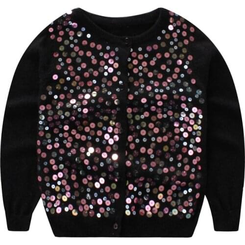 Toddler Girl Clothing Sequins Cotton Knitted Cardigan 3-14 Y Children Spring Autumn Kids Sweater Single Breasted Baby Girls Coat