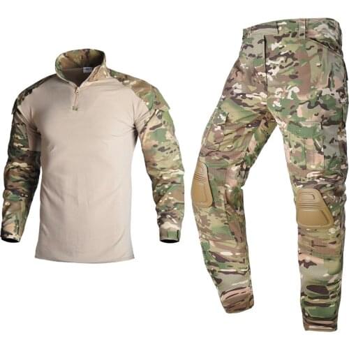 Airsoft Paintball Clothing T-shirt Outdoor &Pants with Pad Men Military Shooting Uniform Tactical Combat shirt camo Army Uniform