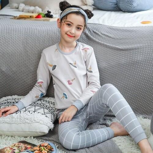 Autumn Home Clothes Kids Clothing Set Big Girls Pajamas Sets Teens Cotton Sleepwear Full Sleeve Pyjamas Boys Girls Night Clothes