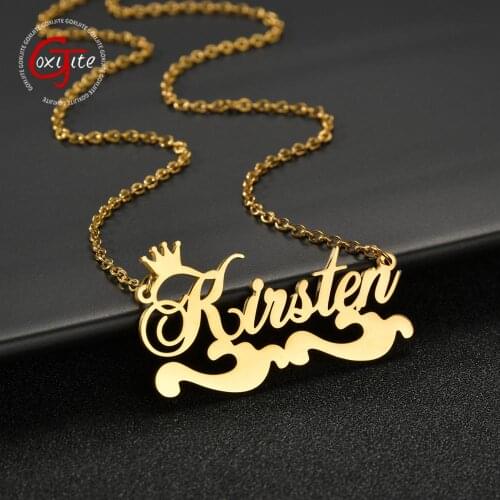 Goxijite Stainless Steel Custom Name Necklace For Women Gold Spray Name Choker Necklaces Best Jewelry Gift