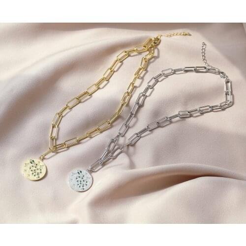 HECHENG,New Round Charm Snake Necklace,Women Vintage Gold Chunky Chain Necklace,18k Gold Plated Jewelry