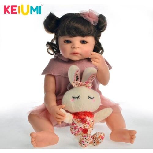 Lifelike 55cm Baby Girl Reborn Doll Vinyl Toy Realistic Princess 22'' Full Silicone Reborn Baby Dolls Newborn bebe New Year Gift