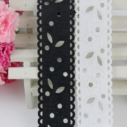 28mm Double wave hollow flowers series grosgrain ribbon DIY handmade materials Gift Wrapping Scrapbook Riband 20 yards
