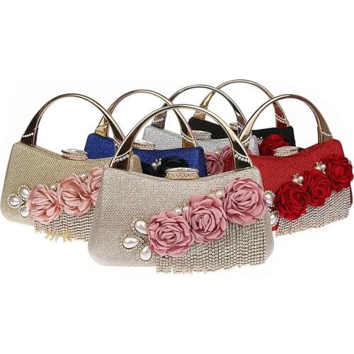 2021 Luxury Diamond Tassel Flower Tote Bags Fashion Casual Evening Party Wedding Bags