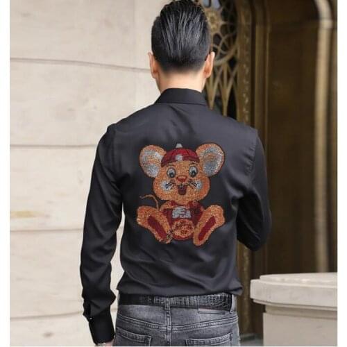 Europe style Shirts Men summer Diamond stone Causal Mens 2021 year new designer shirt drop shipping