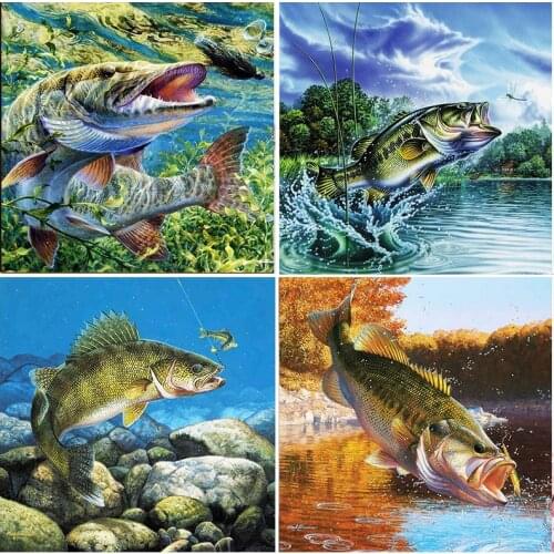 Sea Fish Kits 5D DIY Diamond Painting Resin Mosaic Full Square Drill Animal Embroidery Home Decoration Full Round Cross Stitch