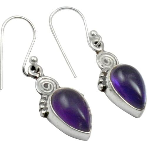 Lovegem Genuine Amethyts EARRINGS 925 Sterling Silver, 31mm, AE2085
