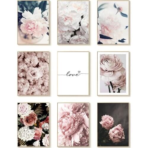 Modern Plant flower Painting Core Fresh Watercolor Decorative Painting Landscape Living Room Pink Peony Wall Art Picture Posters