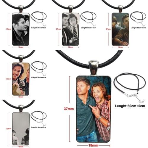 Supernatural Sam And Dean Fashion Glass Cabochon Pendant Necklace With Women Steel Plated Statement Jewelry For Women