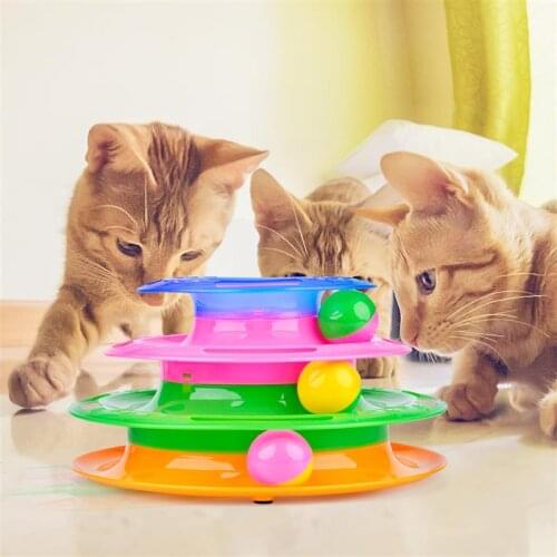 Three Layer Intellectual Track Tower Funny Cat Toy Amusement Shelf Play Station Pet Cats Triple Play Disc Ball Toys Jouet chat