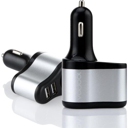 VODOOL usb Car Charger Adapter with 1 Socket Cigarette Lighter and 2 USB