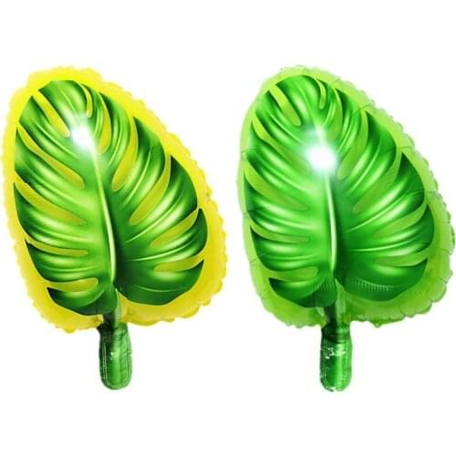 Green Yellow Monstera Leaf Childrens Toy Earth Day Birthday Party Decoration Foil Balloon Forest Animal Zoo Theme Balloons