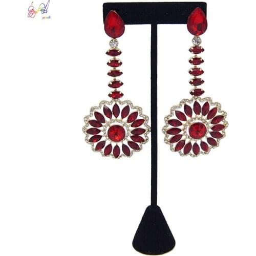 Yulaili Trendy White Red Color Crystal Pendant Earrings For Women Wedding Accessories Drop Earring Jewelry Free Shipping
