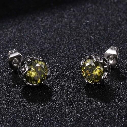 Women Fashion Geometric Female Ear Jewelry Vintage Stainless Steel Zircon Stud Earrings Accessories Gift BB0788