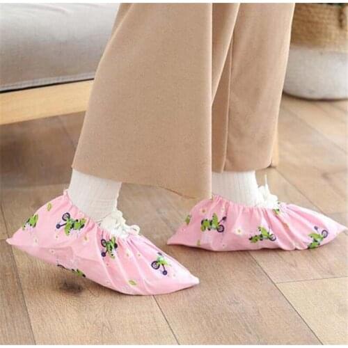 Reusable 1Pair Cartoon non-waterproof Shoe Covers Home Indoor Sets of Shoes Student Room Dust Proof Feet Covers