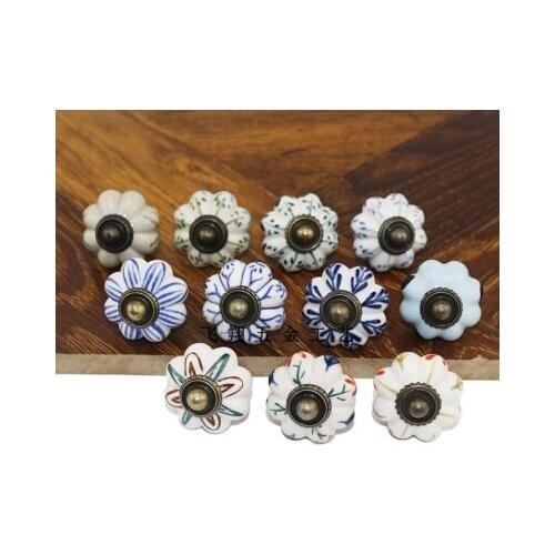 1PC Colorful ceramic Dresser Knobs Drawer Pulls Cabinet Door Knob Handle Antique Rustic Kitchen Hardware Pull