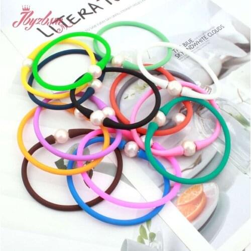 10mm Round Freshwater Pearl Sport Casual Waterproof Silicone Belt Bracelet XMAS Gift for Women Lover Bangle Bracelet 1 Pcs