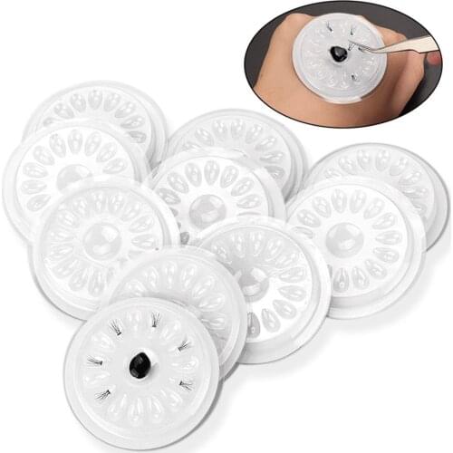 10Pcs Flower Shaped Eyelash Glue Pad Pallet False Lashes Stand Pad W/Sticker