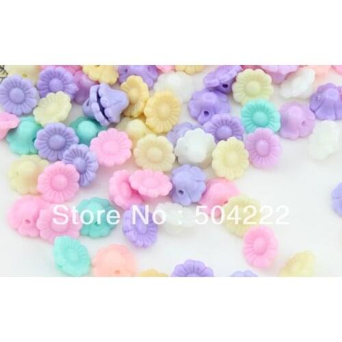 1000pcs variety pastel colors 12mm resin acrylic plastic sweet tiny sun flower shank buttons beads charm -lK0134