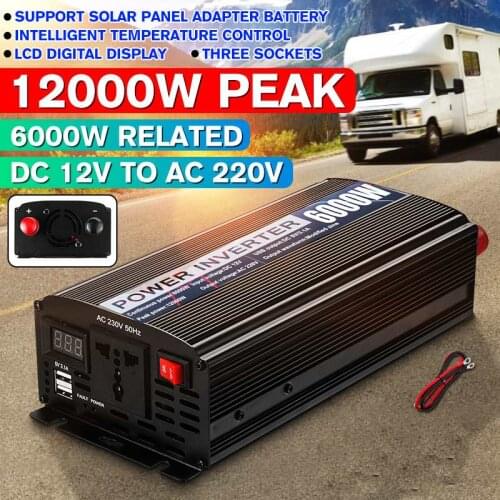 12000W Peaks Car Power Inverter 12V- 220V Inverter Charger Voltage Convertor Transformer Modified Sine Waves