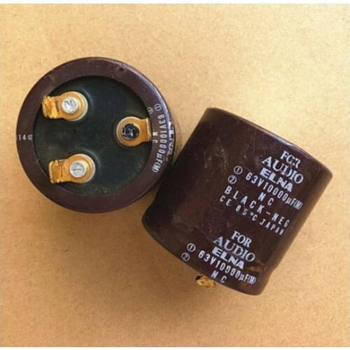 2pcs ELNA FOR AUDIO 10000uF 63V Gold-plated Foot Audio Electrolytic Capacitor 52*50MM