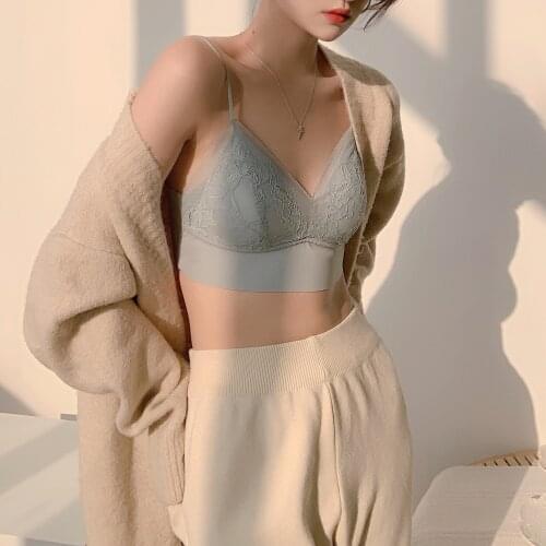 2021 French romantic lace sexy net gauze without trace bra girl wrapped chest beauty back suspenders all - match bra