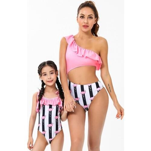 2021 Summer Mother And Daughter Swimsuits Floral Princess Kids Women Mommy Me Beach Swimwear Mother Daughter Outfits Clothing