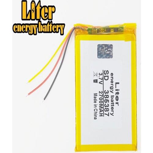 3 line 3.7V 2700mAH 385387 polymer lithium ion / Li-ion battery for power bank tablet pc mp3 mp4 cell phone