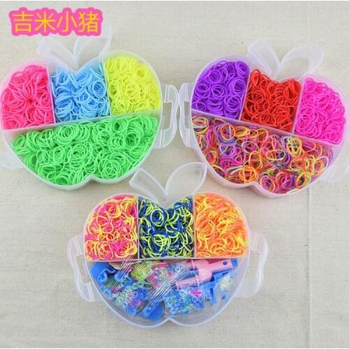 4500pcs Apple Three-tier Loom Bands Girl Gift for Children Elastic Band for Weaving Lacing Bracelets Toy Set for Diy Material